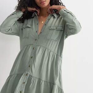 Pilcro Anthropologie Tiered Button Down Dress